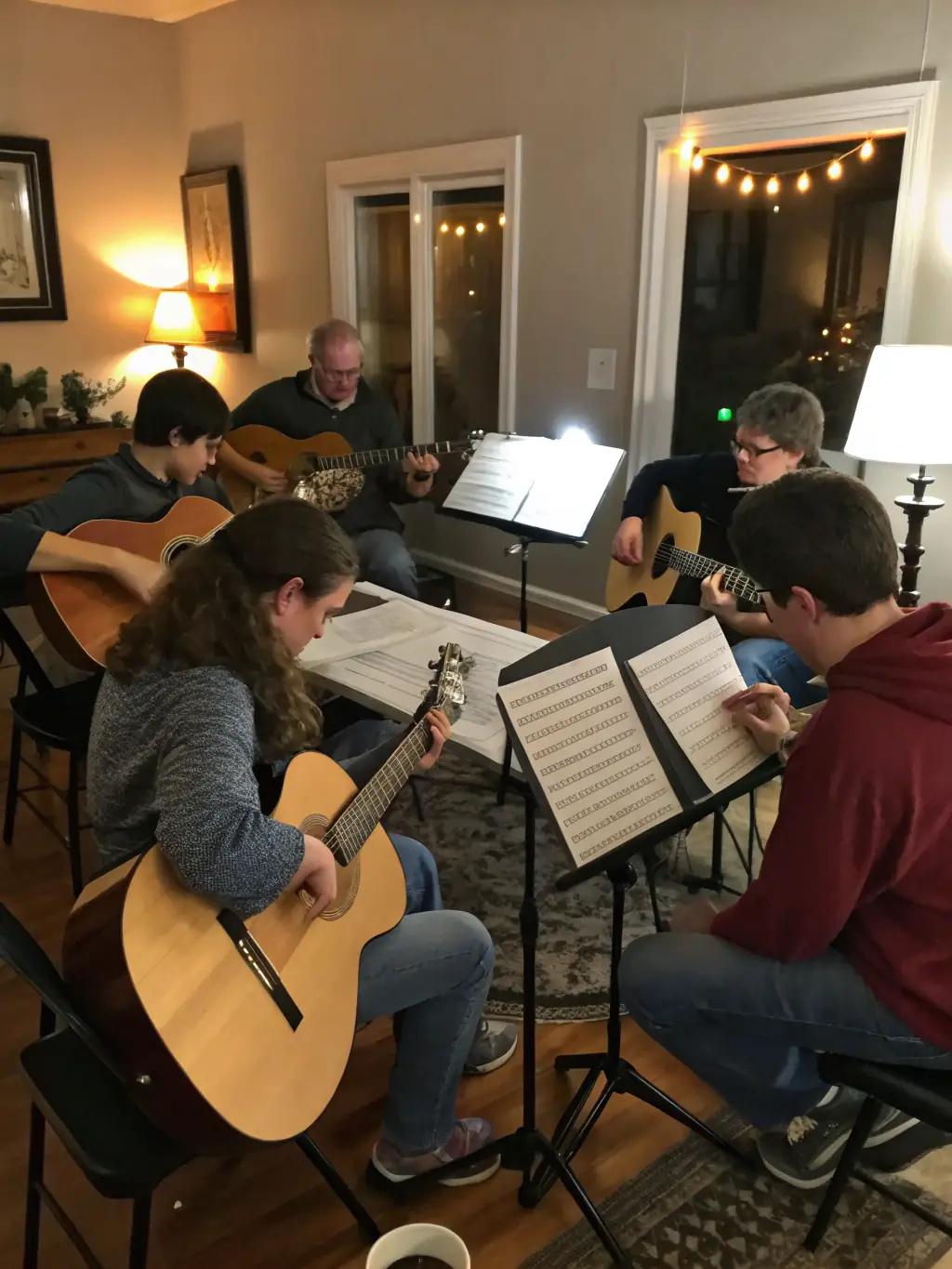 A focused image of participants engaged in a music workshop led by an expert instructor, demonstrating the hands-on learning experience of LIB ERRANCE's educational programs.
